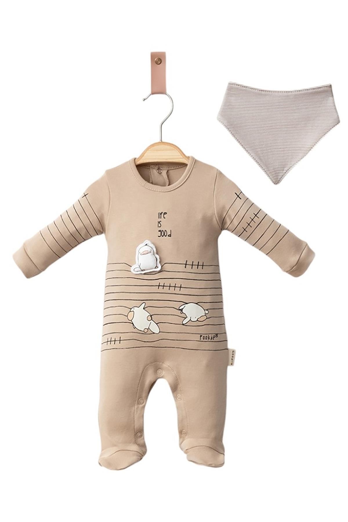 Bluefeet Kahve 3 Ay,6 Ay,9 Ay, Erkek Bebek Tulum