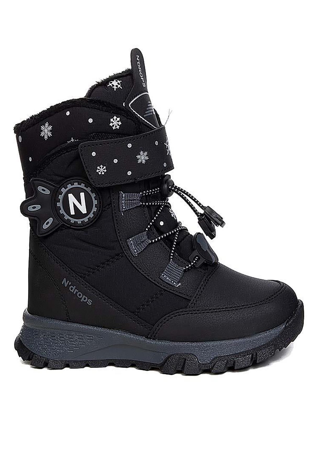 Bluefeet Nds Cırtlı Siyah Füme Kız Çocuk Kar Botu Ayakkabı