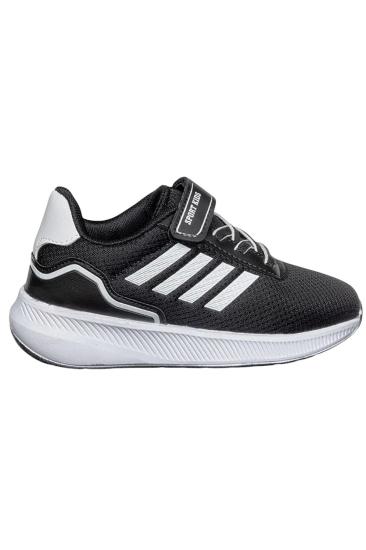 Bluefeet Lft Siyah Beyaz Lastik Cırtlı Fileli Çocuk Spor Ayakkabı