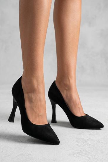 Bluefeet Siyah Süet Topuklu 8 Cm Kadın Stiletto Ayakkabı