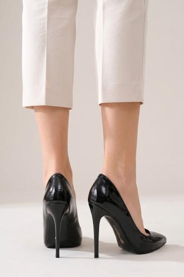 Bluefeet Siyah Rugan Topuklu 10 Cm Kadın Stiletto Ayakkabı