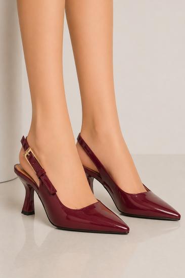 Bluefeet Bordo Sivri Burun Rugan 8 Cm Kadın Topuklu Ayakkabı