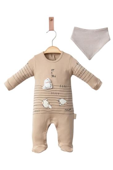 Bluefeet Kahve 3 Ay,6 Ay,9 Ay, Erkek Bebek Tulum