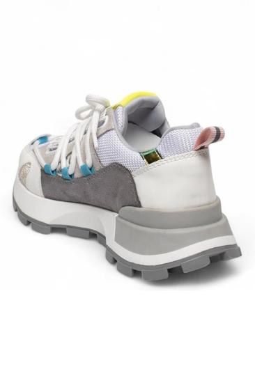 Bluefeet Beyaz Multi Süet Cilt Bağcıklı Spor Ayakkabı