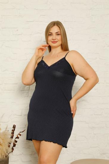 Hkursat Kadın Pamuklu İp Askılı Büyük Beden Gecelik 1011