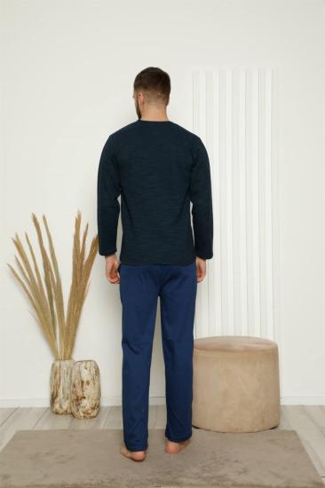 Hkursat Erkek %100 Pamuk Önden Düğmeli Cepli Uzun Kollu Pijama Takımı 6768