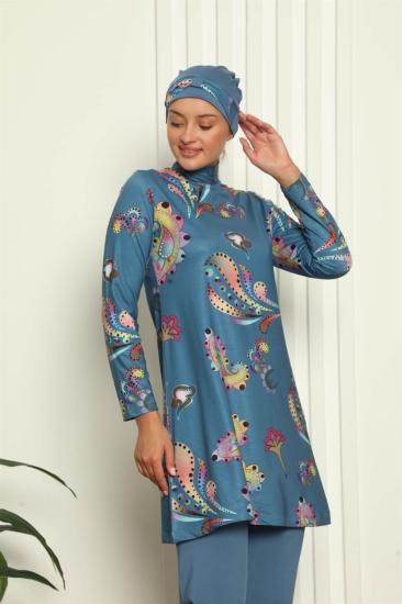Hkursat Tam Tesettür Dijital Desenli Mayo 31043