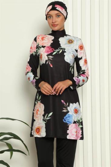 Hkursat Tam Tesettür Dijital Desenli Mayo 31045