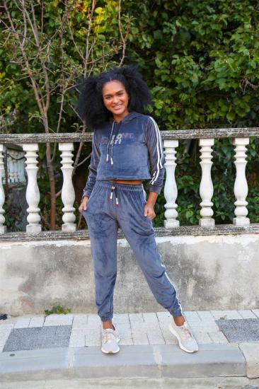 Hkursat Kadın Kadife Kapşonlu Eşofman Takım 9054