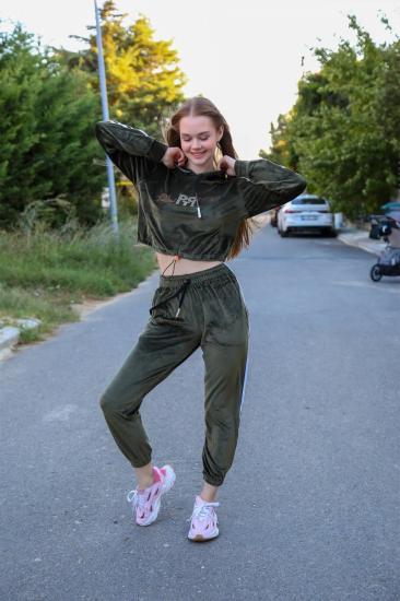 Hkursat Kadın Kadife Kapşonlu Eşofman Takım 9055