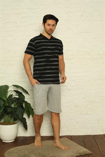 Hkursat Erkek Siyah V Yaka 3’lü Pijama Takım 6822