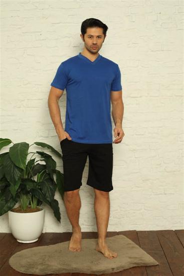 Hkursat Erkek Sax V Yaka 3’lü Pijama Takım 6822