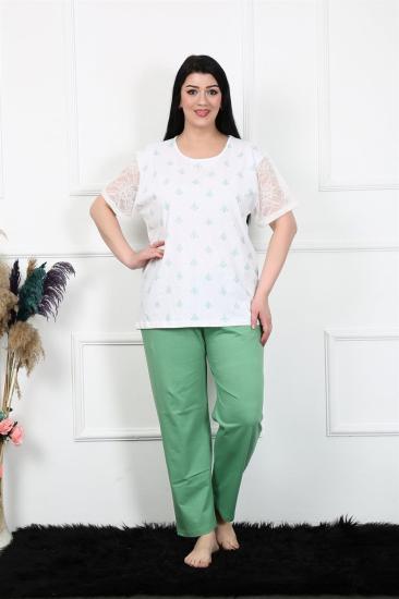 Hkursat Kadın 5XL-6XL-7XL-8XL Büyük Beden Kısa Kol Pijama Takım 75001