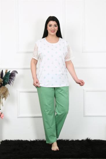 Hkursat Kadın 5XL-6XL-7XL-8XL Büyük Beden Kısa Kol Pijama Takım 75001