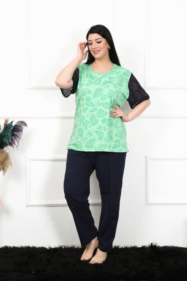 Hkursat Kadın 5XL-6XL-7XL-8XL Büyük Beden Kısa Kol Pijama Takım 75004