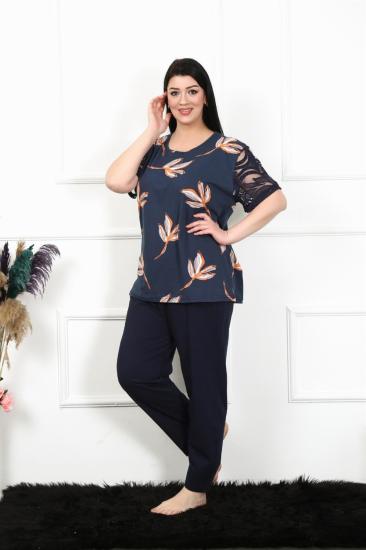 Hkursat Kadın 5XL-6XL-7XL-8XL Büyük Beden Kısa Kol Pijama Takım 75005