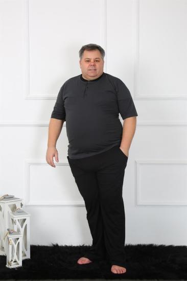 Hkursat Büyük Beden Erkek Antrasit Penye Pijama Takım 65010
