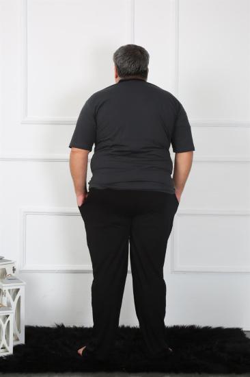 Hkursat Büyük Beden Erkek Antrasit Penye Pijama Takım 65010