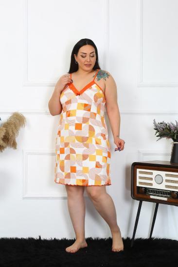 Hkursat Kadın Pamuklu İp Askılı Büyük Beden Gecelik 1027