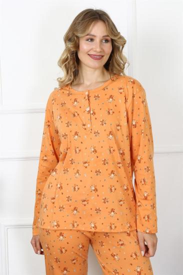 Hkursat Kadın 4XL-5XL-6XL-7XL-8XL Büyük Beden Uzun Kol Pijama Takım 75014