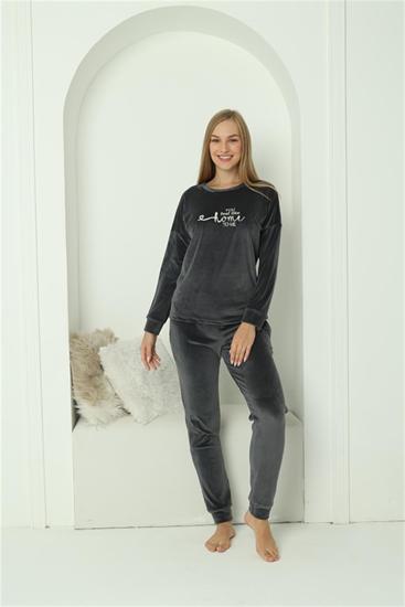 Hkursat Kadın Kadife Füme Pijama Takım 20624