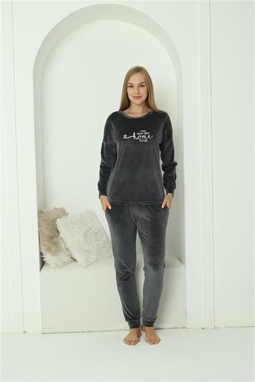 Hkursat Kadın Kadife Füme Pijama Takım 20624