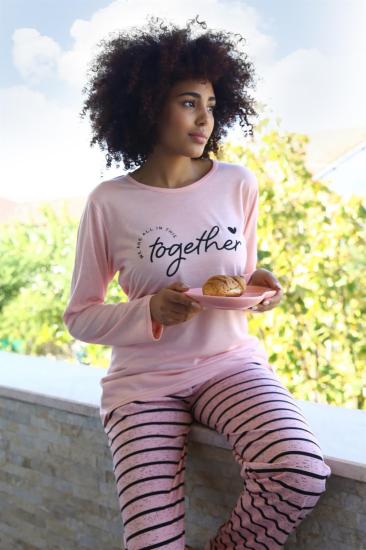 Hkursat Kadın Penye Uzun Kol Pijama Takım 4190