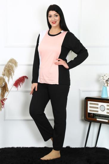 Hkursat Kadın Büyük Beden Penye Uzun Kol Pijama Takım 202213