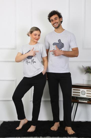 Hkursat Kadın Pamuk Penye Sevgili Kombini Pijama Takımı Gri 50126 Tek Takım Fiyatıdır