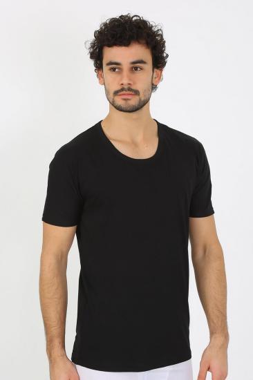 Hkursat Erkek Açık Yaka Siyah Penye Atlet 6565