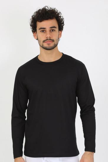 Hkursat Erkek Sıfır Yaka Uzun Kol Siyah Fanila 6590