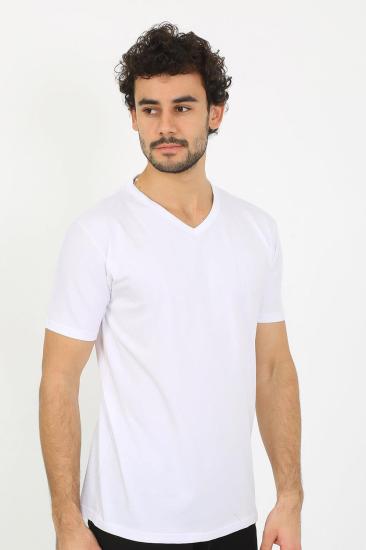 Hkursat Erkek V Yaka Beyaz Penye Atlet 6560