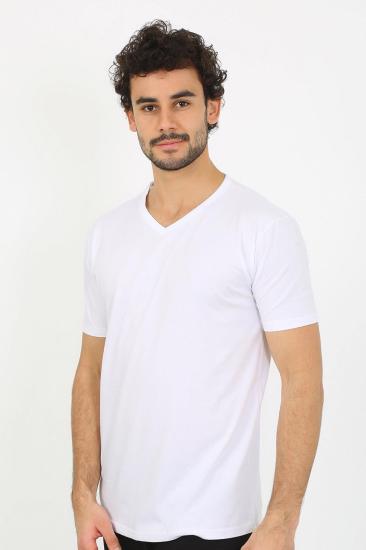 Hkursat Erkek V Yaka Beyaz Penye Atlet 6560