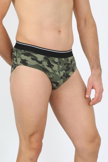 Hkursat Erkek Pamuk Desenli Likralı Slip Haki 40131