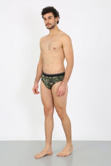 Hkursat Erkek Pamuk Desenli Likralı Slip Haki 40131