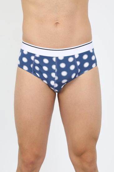 Hkursat Erkek Pamuk Desenli Likralı Slip Lacivert 40131