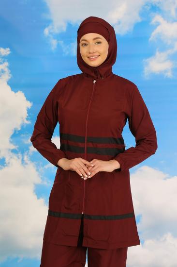 Hkursat Kadın Tam Tesettür Mayo Bordo 31061
