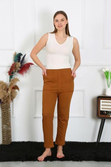 Hkursat Kadın Pamuk Cepli 3 İplik Alt Eşofman Kahve 27510