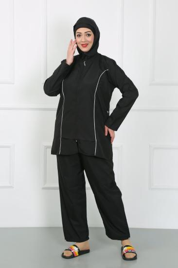 Hkursat Büyük Beden Tesettür Büyük Mayo Siyah 44010