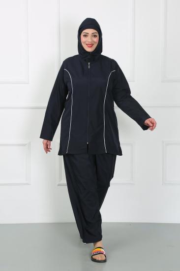 Hkursat Büyük Beden Tesettür Büyük Mayo Lacivert 44010