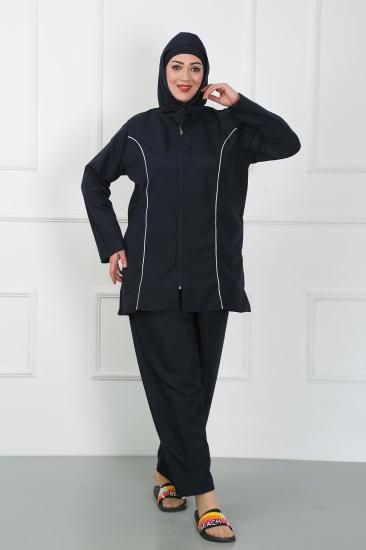 Hkursat Büyük Beden Tesettür Büyük Mayo Lacivert 44010