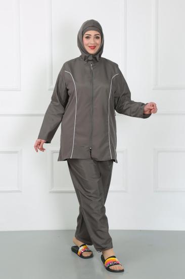 Hkursat Büyük Beden Tesettür Büyük Mayo Füme 44010