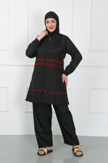 Hkursat Büyük Beden Tesettür Mayo Siyah 44025