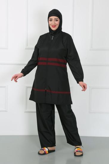 Hkursat Büyük Beden Tesettür Mayo Siyah 44025