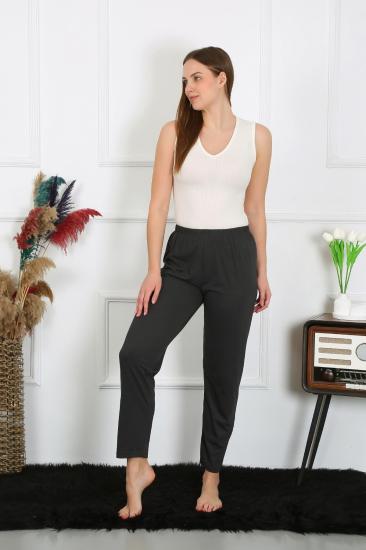 Hkursat Kadın Pamuk Penye Tek Alt Pijama Füme 27514