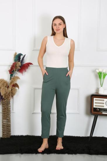 Hkursat Pamuklu Haki Tek Alt Pijama 27523