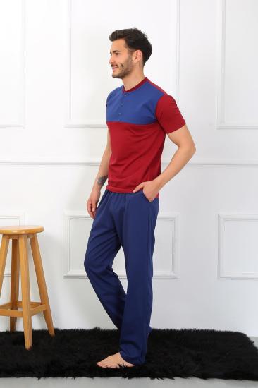 Hkursat Erkek Penye 3’lü Parlamentmavi Parçalı Pijama Takımı 6823