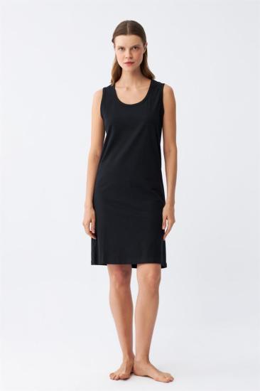 Hkursat Kadın Kalın Askılı Penye Gecelik Siyah 14001