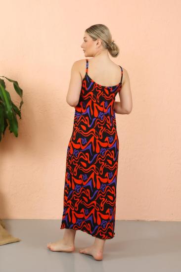 Hkursat Kadın İp Askılı Yırtmaçlı Uzun Siyah Gecelik 90124