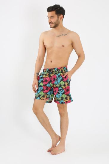 Hkursat Erkek Desenli Fermuar Cepli Deniz Şortu Siyah 27526